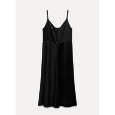 Zara Black Midi Slip Dress V-Neck Spaghetti Strap 8740/162/800 XS