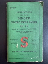 Vintage Singer Sewing Machine 66-16 Instruction Manual Form 20289 Book 1948-50