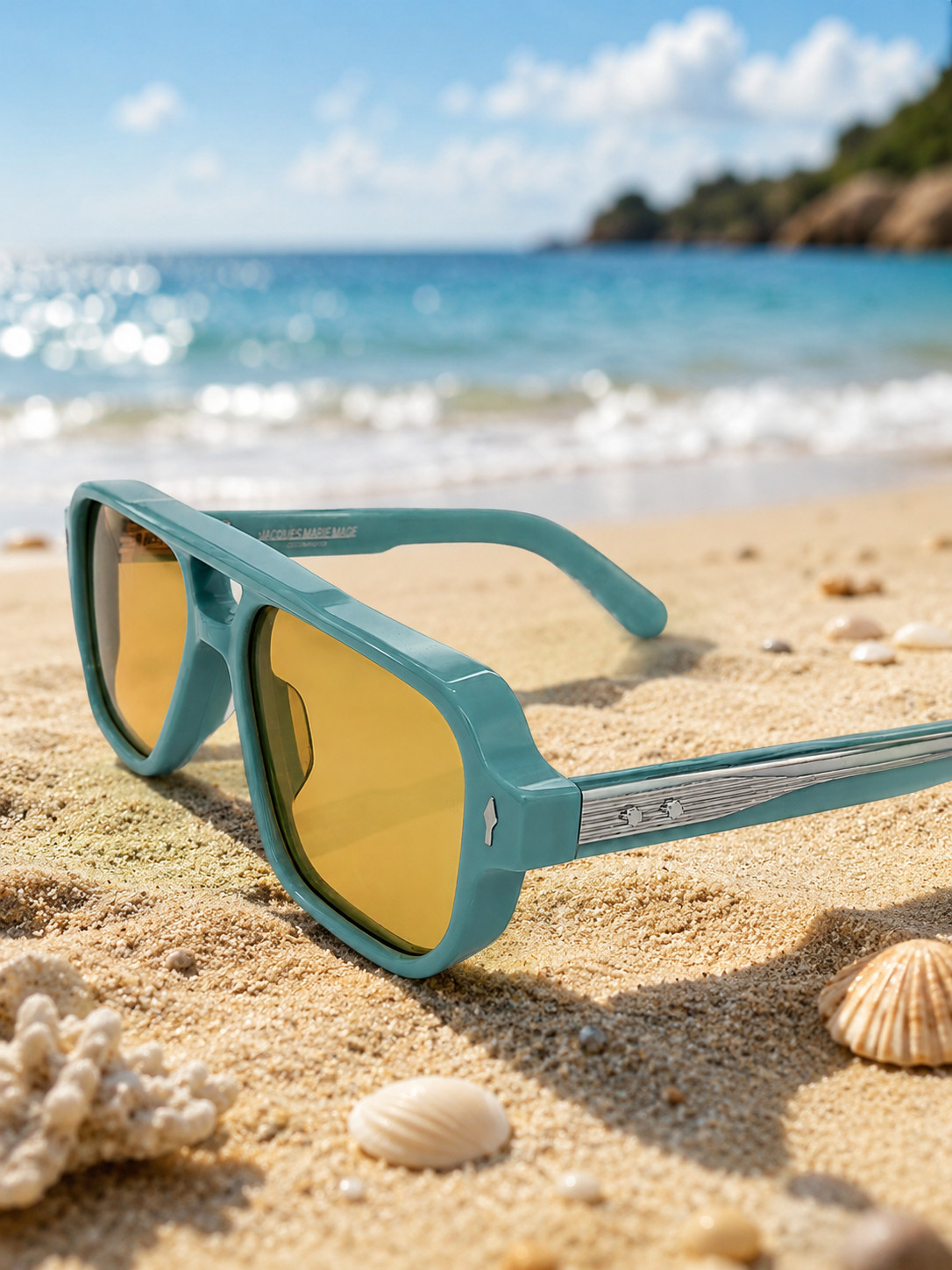 Jacques Marie Mage EVANS Mint Green Sunglasses Yellow Lenses Handmade Japan