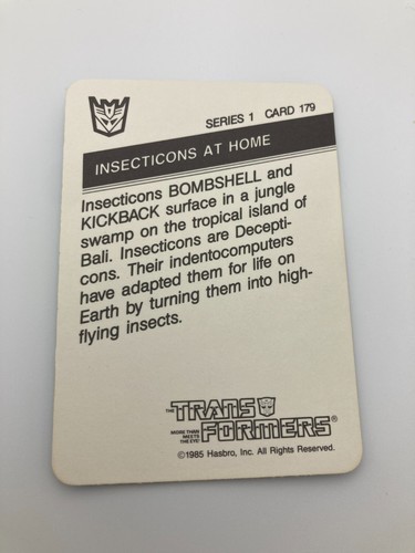 1985 Hasbro Transformers Series 1 Action Trading Cards Singles - Picture 103 of 107