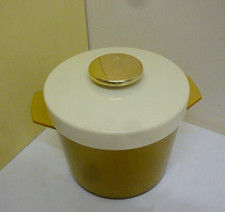 VINTAGE 1960s ICE BUCKET  YELLOW AND GOLD COLOUR 15x15cm