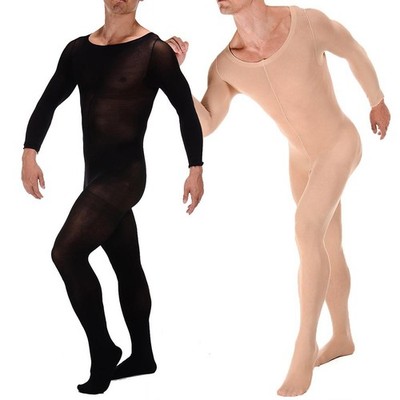 Mens See-Through Pantyhose Full Body Stocking Bodysuit Hosiery Tights Underwear