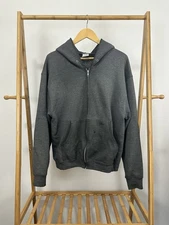 VTG 90s Gradient Sun Faded Worn Distressed Thrashed Zip Hoodie Sweatshirt L