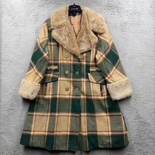 Vintage Eastland Authentic Wool Coat Faux Sherpa Trim Penny Lane Buffalo 70s