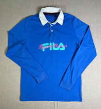 Fila x Rowing Blazers Mens Blue Long Sleeve Cotton Rugby Polo Shirt Small Fits M