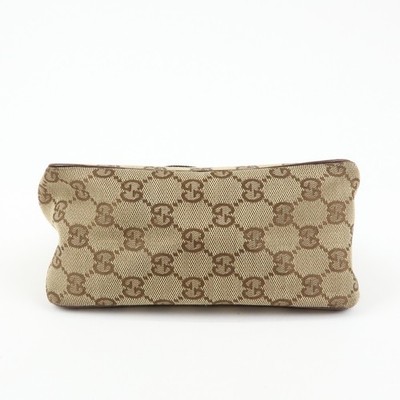 【used】GUCCI ミニポーチ GUCCI GG Canvas Leather Mini Hand Bag Pouch Beige Brown 106644