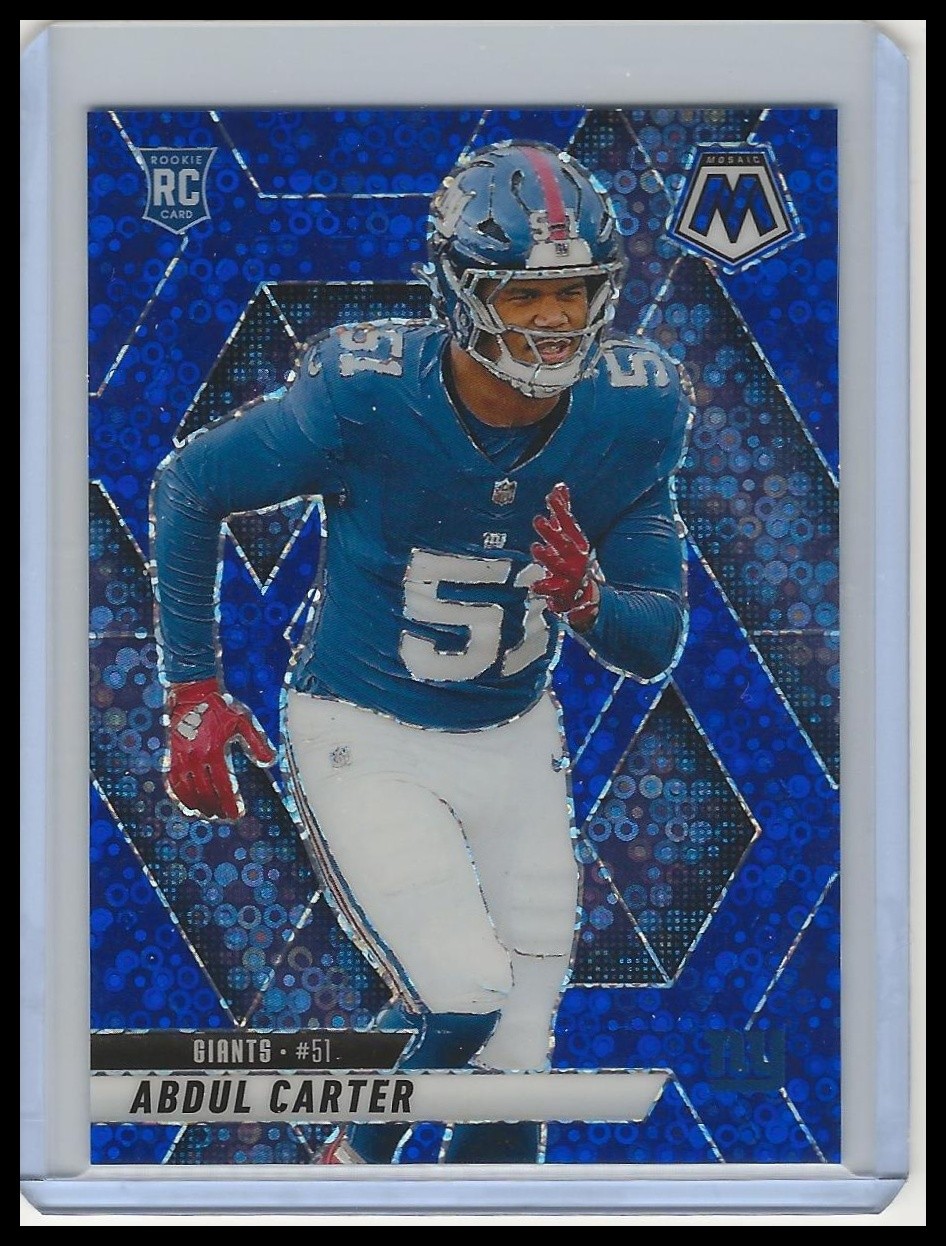 2025 Panini Mosaic Abdul Carter Mosaic No Huddle Blue Disco #/99 #317 Rookie