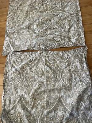 Pottery Barn 2 Euro Pillow Shams Tan Gray Cream Paisley Boho Luxury 24  Cotton