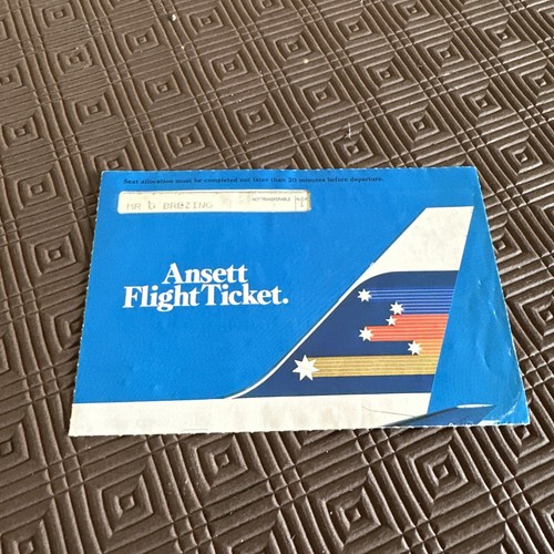 Ansett Airlines Vintage Ticket 1986