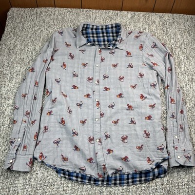 Chubbies Shirt Mens XXL Dinosaur Flip It Reverse It Double Sided Pearl Snap