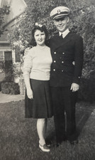 1940s WWII US Navy Officer Beautiful Woman Girl Couple Original Photo P17q21