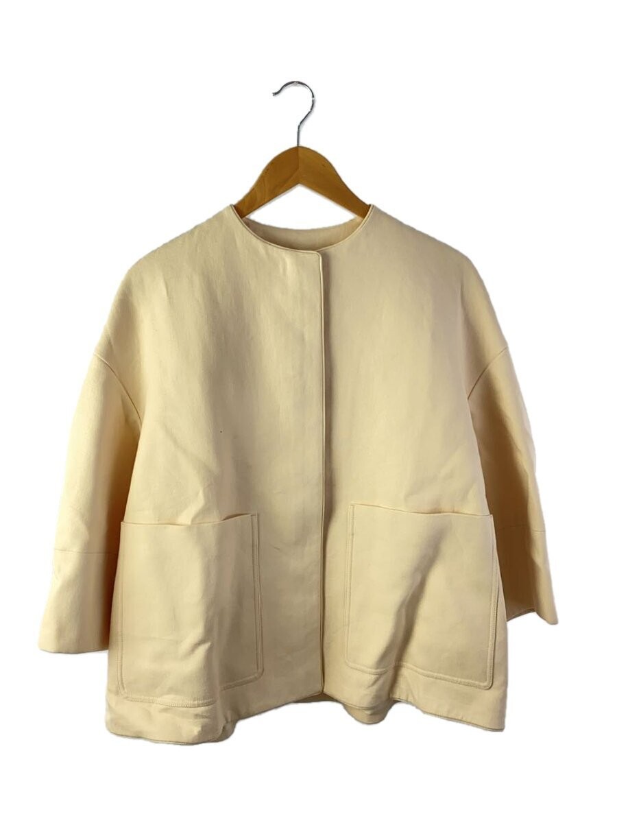 Drawer Front Pocket No Collar Half Coat/36/Cotton/Crm/6525-234-0776 4306