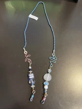 Custom Eyeglass Chain, Glasses Holder, Eyewear Necklace, Eyeglasses Leash - Blue