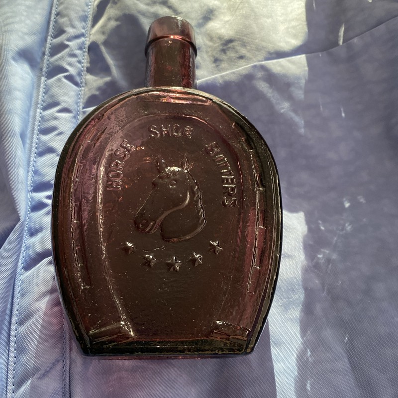 Wheaton Horse Shoe Bitters Bottle Amethyst Purple Glass Medicine Company Vintage
