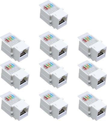 RJ45 Cat5e Tool-Less Keystone Jack Connector Adapter, Module Connector 10 Pack