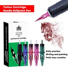 20pcs Tattoo Cartridge Needles Ballpoint Practice Drawing for Motor PMU Pen Grip