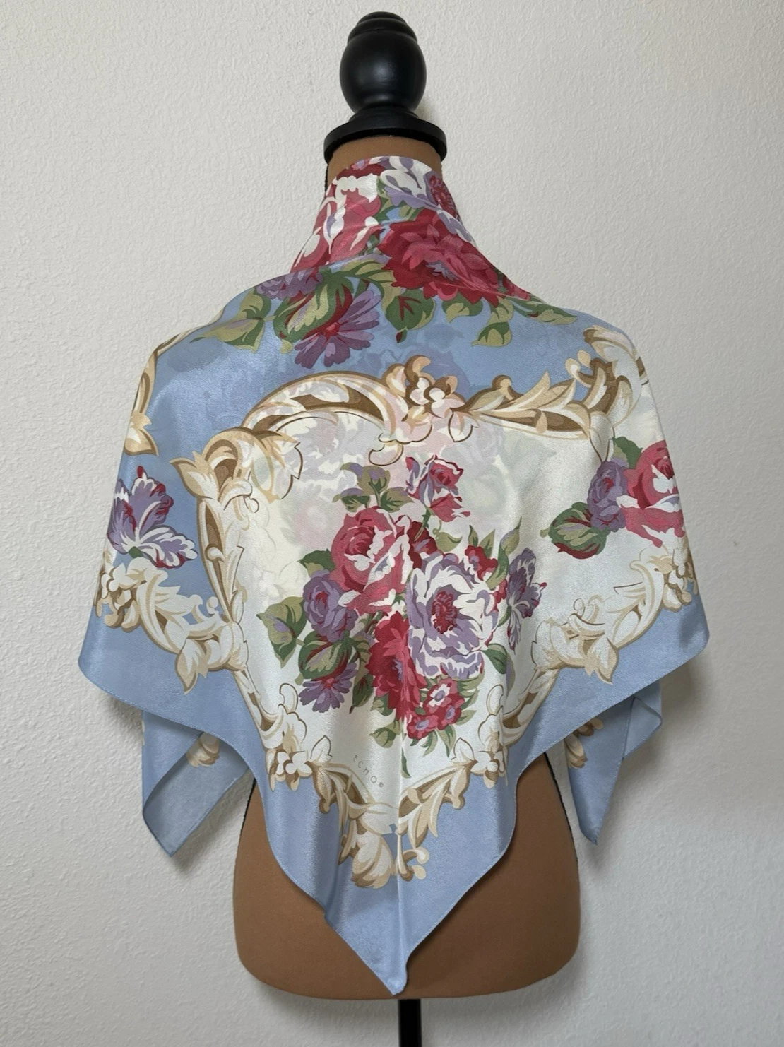 ECHO For Nordstrom Blue/Cream Floral Square 100% Silk Scarf 35"x35" Japan
Opens in a new window or t