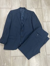 Sears  Custom Tailored  1960s  70s Navy Pinstripe Suit Union Made USA 42R / 34x29