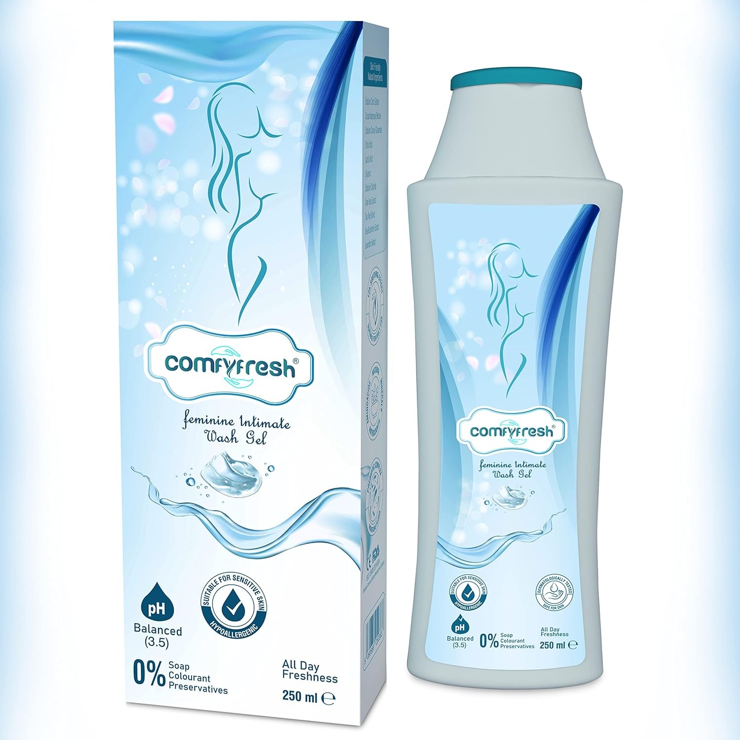 ComfyFresh Feminine Intimate Gel Wash pH Balanced Soap-Free Probiotic Hypoaller