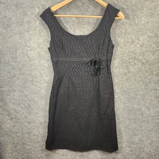 Ann Taylor Petite Little Black Dress Women 6P Godet Bow Lined Party Coquette LBD