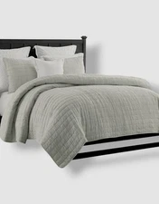 Swift Home Gray Crinkle Enzyme Wash Quilted Bedspread 2pc Set 'Twin/TXL' Size