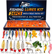 Fishing Lures Kit for Freshwater & Saltwater – Complete Fish Assorted Baits, Ide
