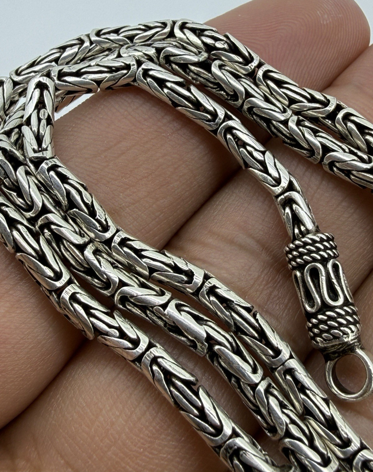 Solid Sterling Silver 925 Byzantine Chain Necklac… - image 16
