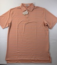 Peter Millar Summer Comfort Polo Mens Large Orange Striped UPF Golf Outdoor NWT