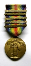 VINTAGE WW I Victory Medal also 5 Battle Bars CHAMPAGNE-MARNE
