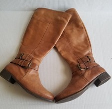 Nine West Vintage America Collection Vashiza Caramel Leather Riding Boots 6.5M