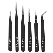 6Pcs ESD Anti-static Tweezers Set Maintenance Repair Stainless Steel Tool Kit