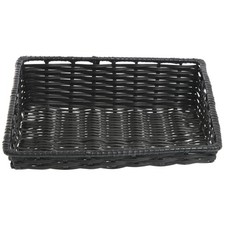 HUBERT Wicker Look Tapered Storage Basket, Rectangular Black - 15 1/2"L x 14"D x