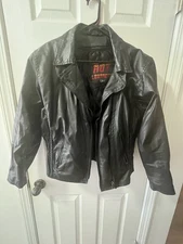 Hot Leathers Braided Studded Black Motorcycle Jacket Zip Out Lining Size L