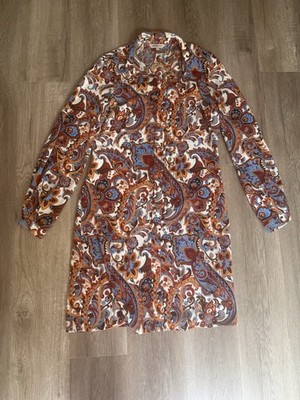 Limited Edition M & S Size Uk 10 Floral Paisley Shirt Dress 70 s Inspired