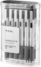BP3 Ballpoint, Retractable, Fine Point, 0.8 Mm, Silver Barrel, Black Ink, Pack o