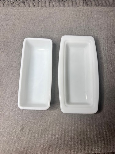 Vintage Pyrex 72-B Fiocco di Neve Ghirlanda Coperto Burro Piatto USA Bianco Blu - Foto 7 di 8
