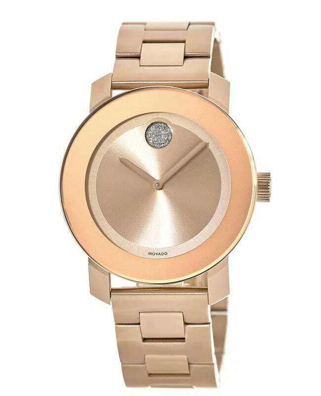 New Movado Bold Rose Gold Tone Women s Watch 3600086 eBay