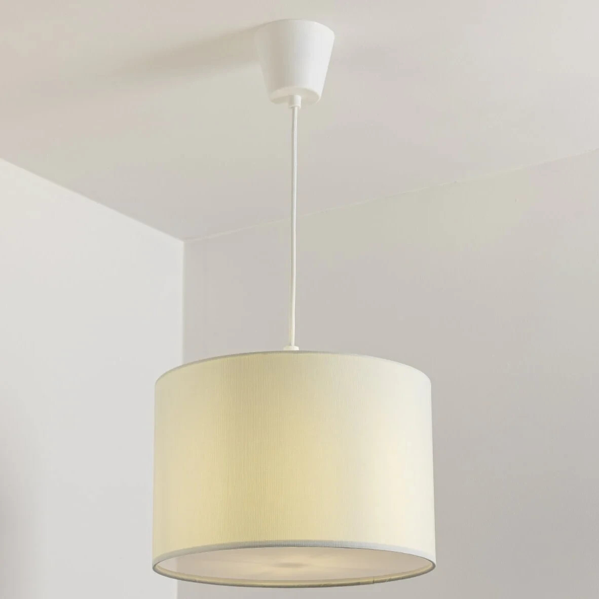 CGC Cream Light Shade Lucia Fabric Opal Diffuser White Drum Pendant Table Lamp