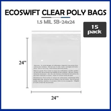 15 24x24 LARGE EcoSwift Self Seal Suffocation Warning Clear Poly Bags Free Ship