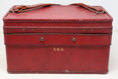 VTG Hartmann Luggage Makeup Train Case Monogram Burgundy Leather  No Key