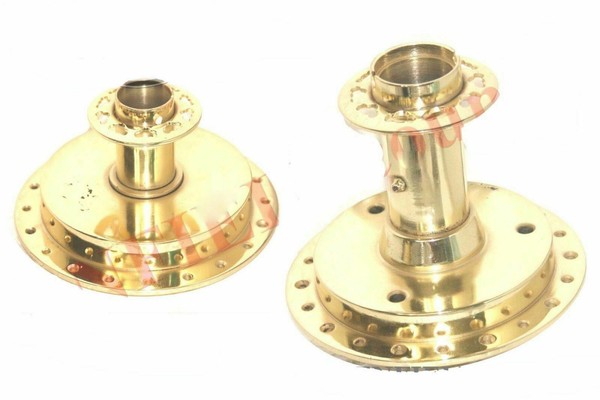 FüR Royal Enfield Halb Breite Vorne & Hinterrad Hub Trommel Golden Finish Aes-image