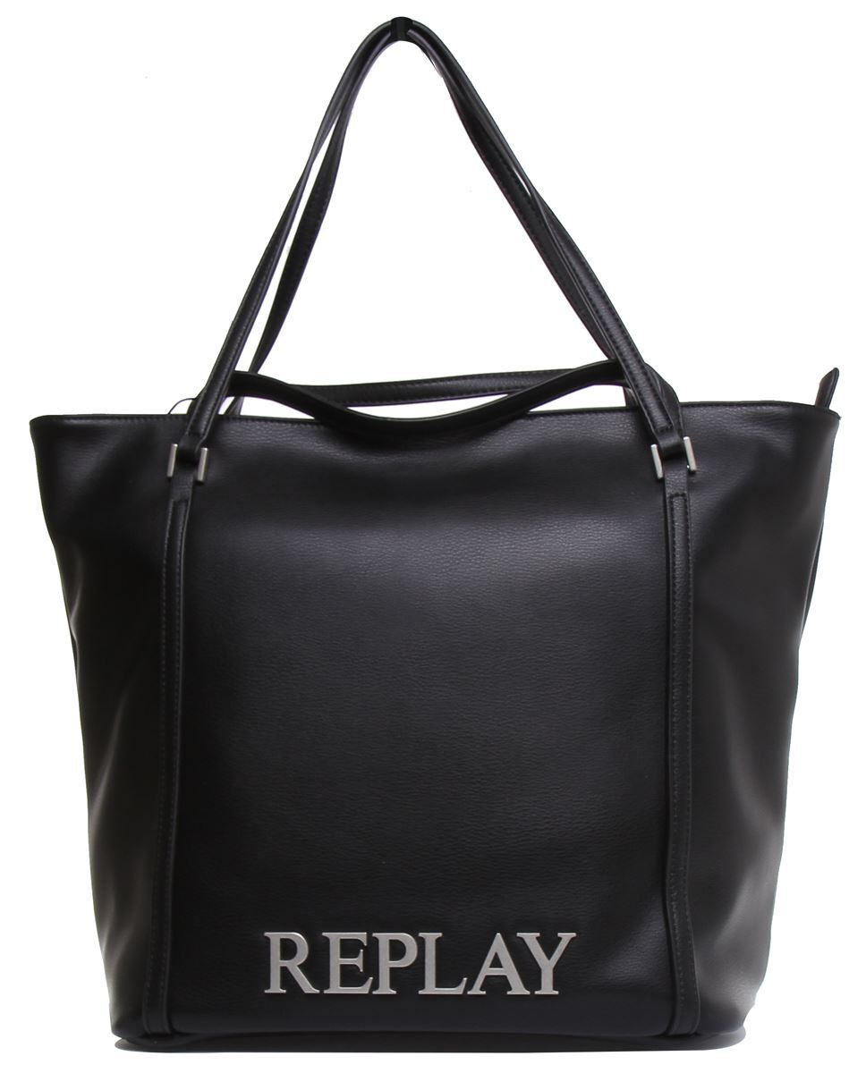 Replay Fw3836.000 Eco Leather Metal Logo Zipped Womens Bags In 