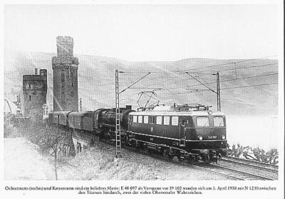 AK · Elektro-Lok E 40 097 - DB - Bhf. Oberwesel/Rhein - 1958