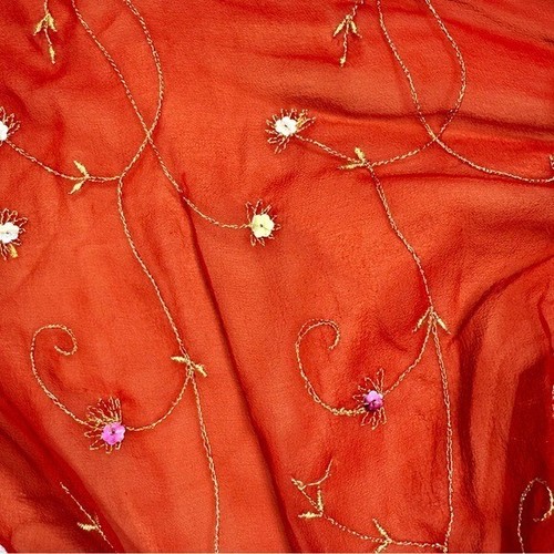 Red tiered beaded red and gold ruffle sleeveless dress size small/ medium dance - Picture 5 of 8