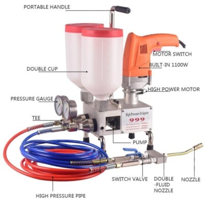 Two-Component Polyurethane Foam/Epoxy Resin Grouting Machine 220V/1100W