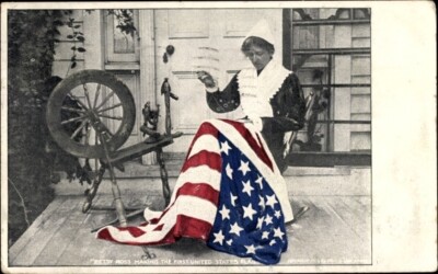 c.1910  Betsy Ross  Making the First United States Flag, Sewing the First Flag