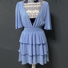 Lovers + Friends Billie Ruffle Mini Dress Light Blue Cocktail Party Womens S