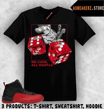 Shirt To Match AJ 12 Flu Game Sneaker Matching Tee No Luck All Hustle T-Shirt