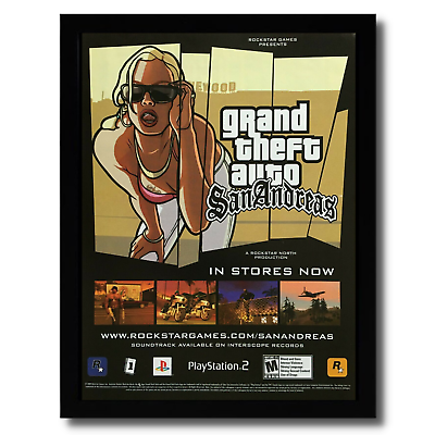 RARE 2004 GRAND THEFT AUTO SAN ANDREAS PS2 Video Game = Promo Print AD /  POSTER