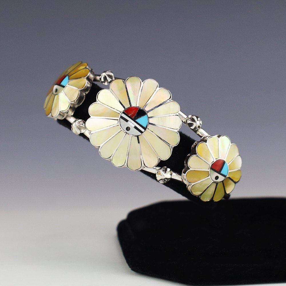 アクセサリー indian jewelry zuni bangle SMC Zuni Signed Old Pawn Pink Shell Inlay Cuff Bracelet 6